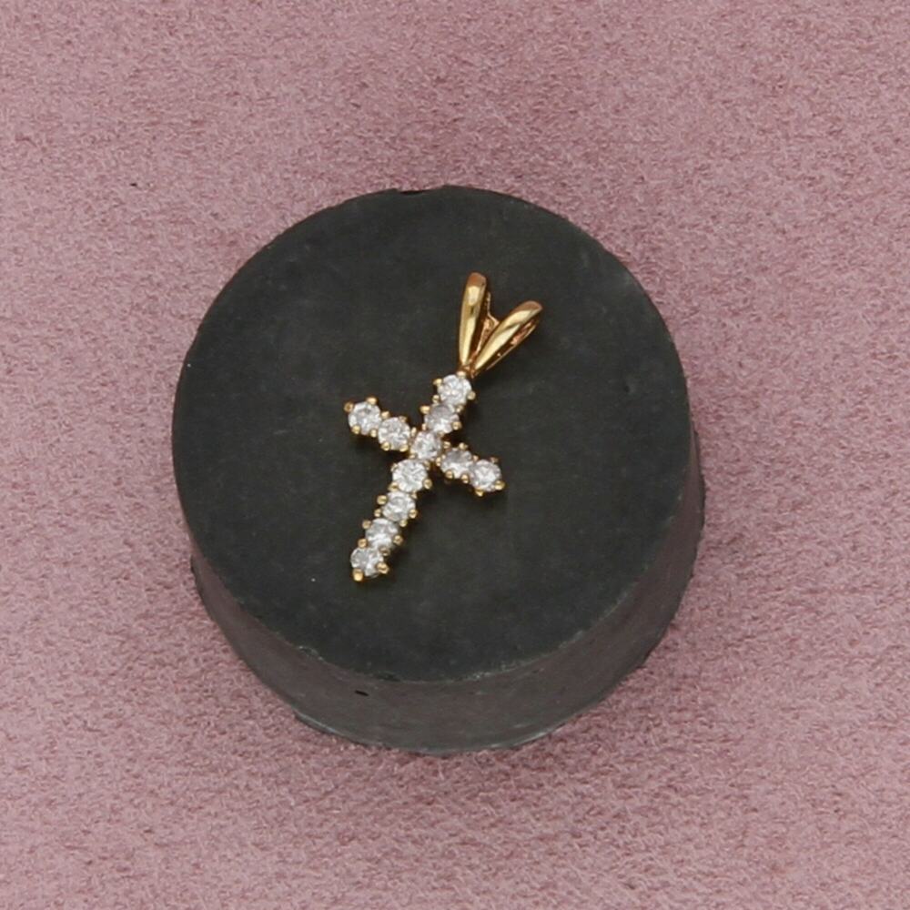 sterling silver gold plate cz cross pendant